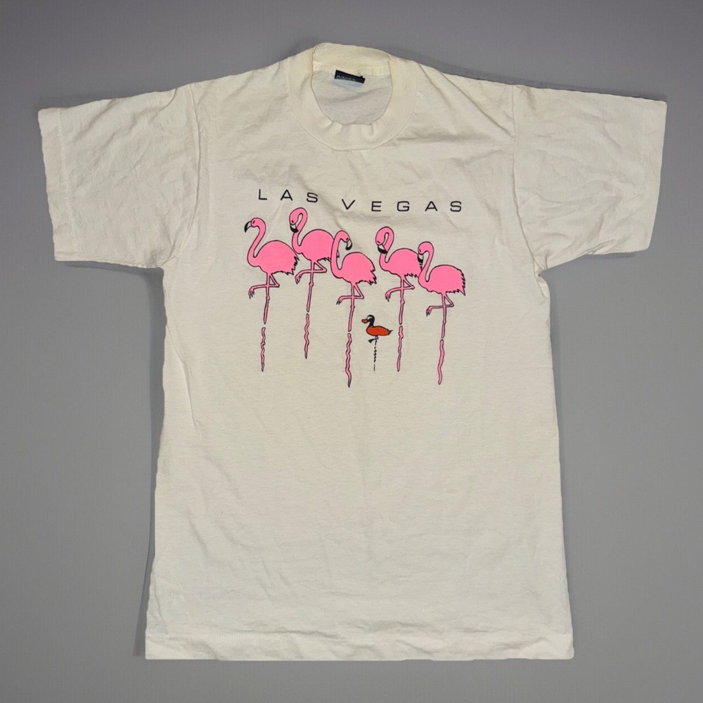 Las Vegas Shirt Pink Flamingos N‎ Duck Vintage Single Stitch Screen Stars Medium